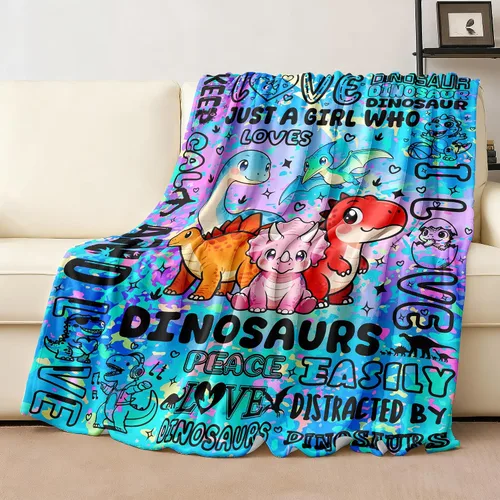 Miniatura 2 de Manta de dinosaurio, regalos para los amantes de los dinosaurios, manta de franela de felpa suave con temática de dinosaurios, divertida manta