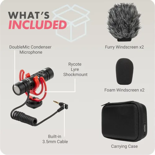 Miniatura 7 de Movo DoubleMic V2 Micrófono de escopeta de dos caras para vlogging de cámara - Micrófono externo de doble cápsula para iPhone, Android, teléfonos