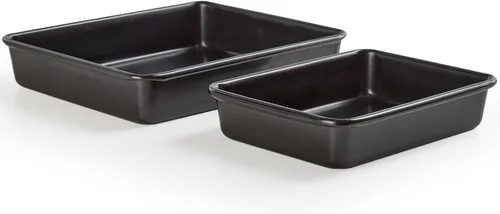 Miniatura 8 de Juego de 2 sartenes para asar pesadas, sartenes rectangulares antiadherentes para hornear profundas, sartén para horno de lasaña de 0.031 in, 11