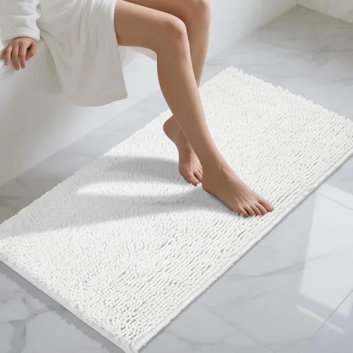 Miniatura 100 de Yimobra Alfombras lavables para baño, alfombra de baño de chenilla súper suave y absorbente para piso y alfombra, alfombra antideslizante de secado