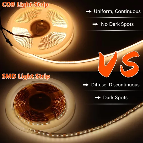 Miniatura 4 de VST Tira de luces LED COB de 16.4 pies CCT 2700K-6500K con certificación UL, luz LED regulable de 24 V CRI 93, 2400 LED súper brillante cinta