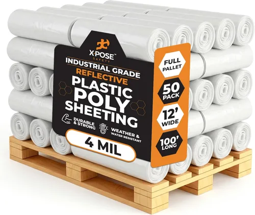 Miniatura 36 de Xpose Safety Lámina de plástico transparente – Rollo de 20' x 100' – Lámina de polietileno resistente de 4 mil – Impermeable, a prueba de polvo