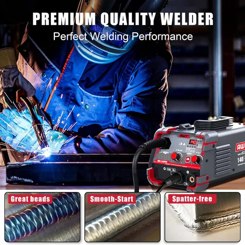 Miniatura 4 de AWT - Soldadora MIG de 140 A con núcleo fundente, máquina de soldadura con varilla y TIG con elevación 3 en 1, de 110 V con inversor IGBT Synergy