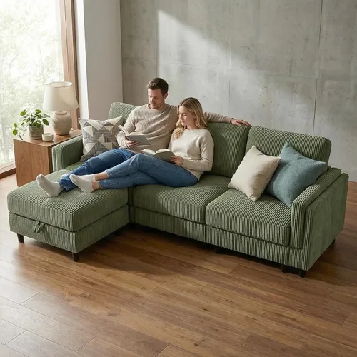 Miniatura 31 de KKL Sofá modular de 84 pulgadas, sofás de 3 plazas para sala de estar con almacenamiento, sofá modular de asiento profundo seccional, funda