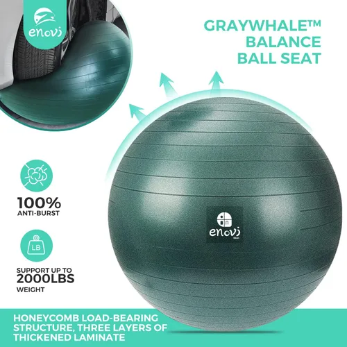 Miniatura 5 de Silla de bola Lite, pelota de yoga con funda para escritorio de oficina en casa, pelota de estabilidad y asiento de bola de equilibrio para aliviar