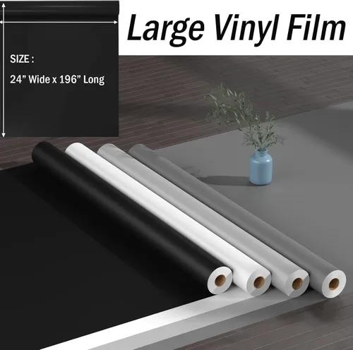Miniatura 6 de Oxdigi Papel tapiz negro de 24 x 196 pulgadas, papel adhesivo negro mate para despegar y pegar, autoadhesivo, extraíble, impermeable, película