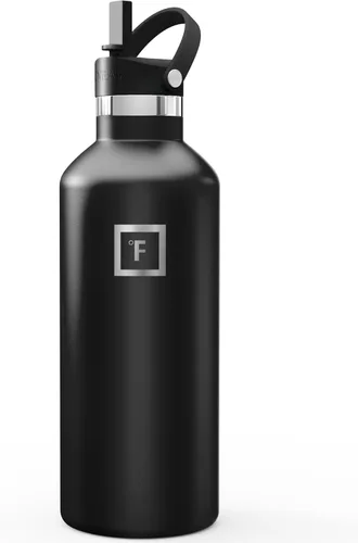 Miniatura 31 de IRON °FLASK Botellas de agua de campamento/senderismo, 3 tapas (estrecha con popote), sin fugas, aisladas al vacío, acero inoxidable de doble pared