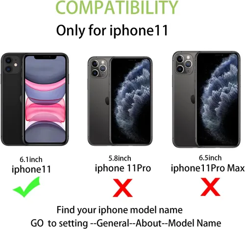 Miniatura 2 de Cavor para iPhone 11 Funda con tarjetero, para iPhone 11 Funda tipo cartera para mujeres y hombres, Funda para teléfono tipo cartera con soporte