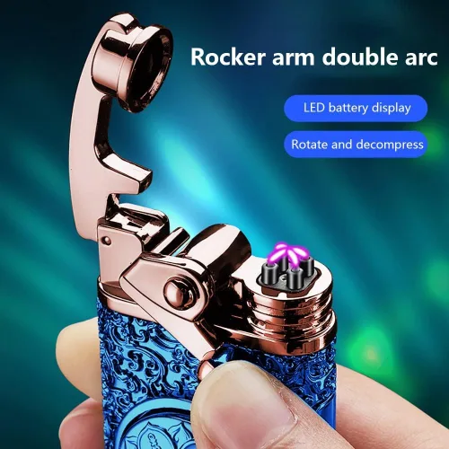 Miniatura 3 de GADATOP Encendedor eléctrico recargable, encendedor creativo personalizado por USB, encendedor mecedor, resistente al viento, encendedor sin llama
