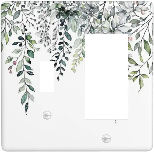 Miniatura 36 de Cubierta decorativa para interruptor de luz, diseño de pájaros y flores florales en blanco y negro, 2 bandas, cubierta decorativa para pared, placa