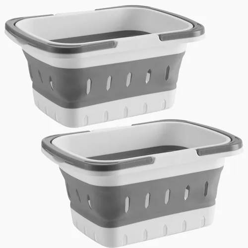Miniatura 10 de Organizador de plástico para productos de suministros de limpieza, cesta plegable de almacenamiento con asas, organizador de caja para baño, cocina