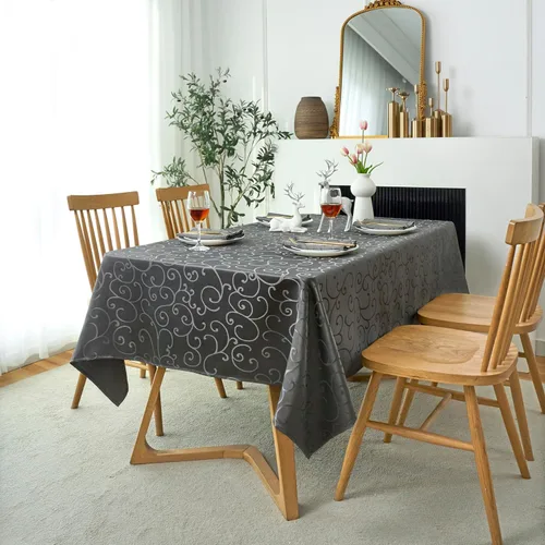 Miniatura 38 de Marina Decoration Mantel jacquard impermeable grueso elegante con ramas de damasco sólido de alta calidad, decorativo para el hogar, cocina, Crema