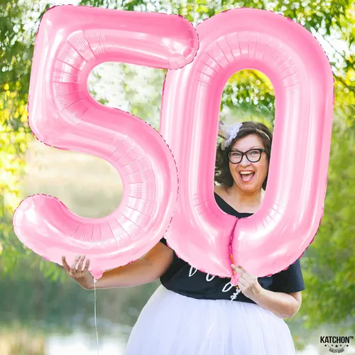 Miniatura 3 de KatchOn, Globo Enorme de 40 Pulgadas Rosa Claro Número 0 - Globos Rosas Globo Cero, Decoraciones de Fiesta Rosa Claro Decoraciones de Cumpleaños