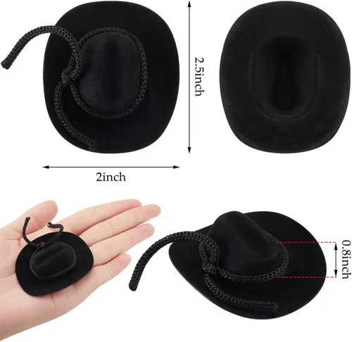 Miniatura 2 de Hercicy 24 sombreros de vaquero para manualidades, decoración de muñecas, sombreros de vaquera de 2 pulgadas, gorras occidentales en miniatura