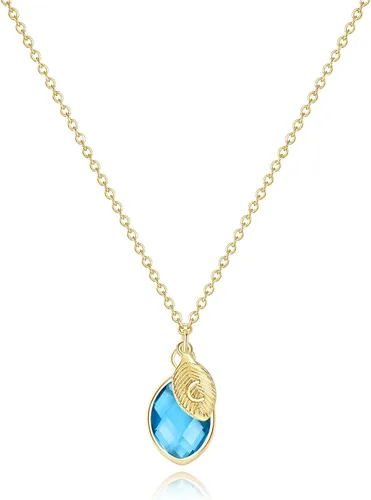 Me&Hz Dainty Initial Birthstone Necklace for Women Girls, 14K Gold Filled Birth Month Crystal Birth Stone Necklace Leaf Letter Small Pendant