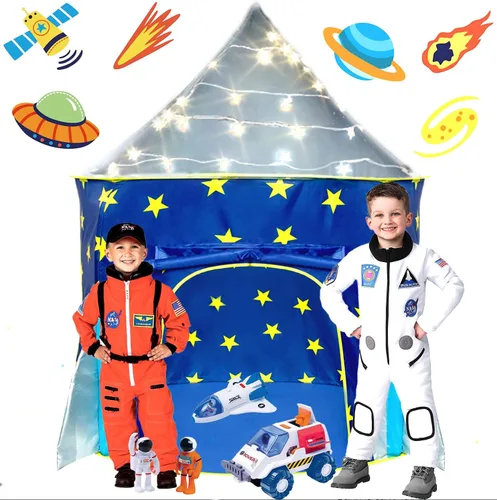 Tienda de campaña y luces para niños, casa de juegos de castillo para niños, 41 x 53 pulgadas