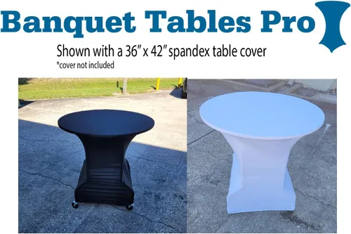 Miniatura 4 de Banquet Tables Pro Mesa plegable redonda de 36 pulgadas con ruedas para bodas y eventos Blanco