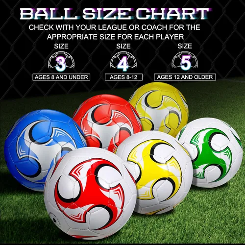 Miniatura 3 de Deekin 6 pelotas de fútbol a granel con bomba de tamaño oficial 5/4/3, pelota de fútbol para interiores y exteriores, entrenamiento deportivo