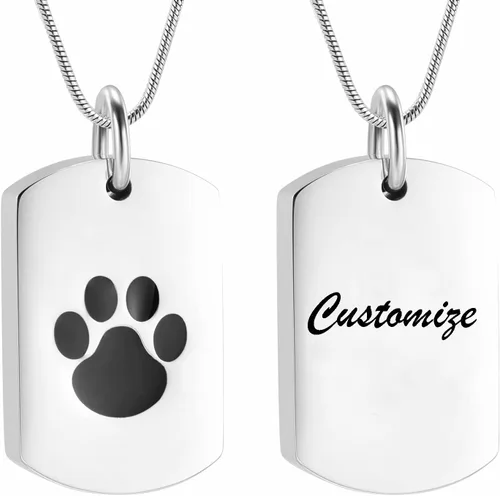 Miniatura 2 de Collar de urna de cremación para cenizas para mascotas, joyería conmemorativa de cenizas con estampado de patas, colgante de recuerdo, deja una foto