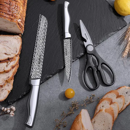 Miniatura 7 de Juego de Cuchillos, Astercook Juego de Cuchillos de Cocina de 15 Piezas con Afilador Integrado, Juego de Bloque de Cuchillos de Acero Inoxidable