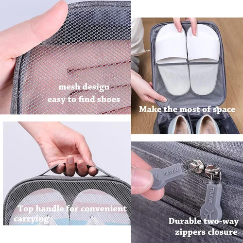 Miniatura 6 de Li'segarote Bolsas de zapatos para viajes, paquete de 6 bolsas grandes multicolor para zapatos para hombres y mujeres, bolsa organizadora de zapatos
