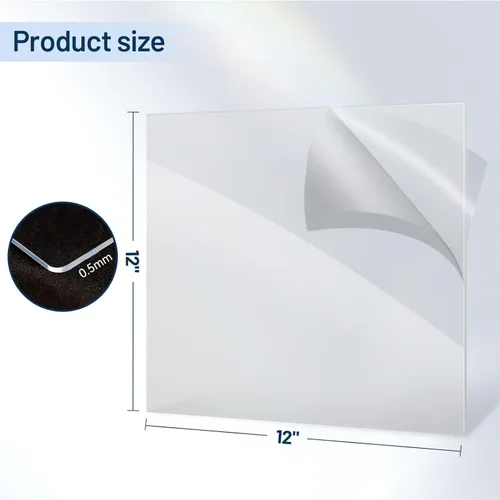 Miniatura 2 de Paquete de 5 láminas de PET/plexiglás transparente de 12"x12"x0.02", lámina de plástico flexible transparente de 12x12, lámina de plástico