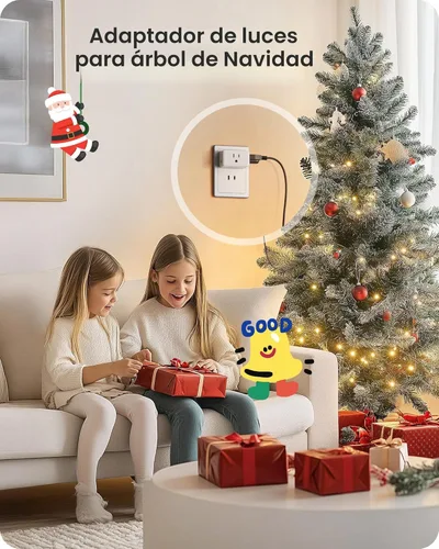 Miniatura 8 de LENCENT Adaptador de salida de 2 clavijas a 3 clavijas, extensor de enchufe de pared, enchufe de pared múltiple con 3 salidas de CA, expansor