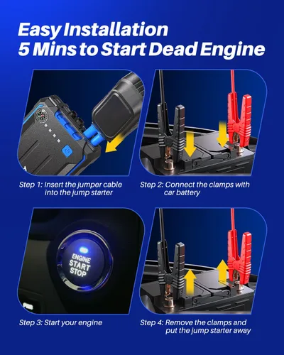 Miniatura 4 de AUTOONE Arrancador de coche de 4000 A, arrancador de batería portátil para coche compacto de hasta 10.0 L de gasolina y 8.0 L de motor diésel
