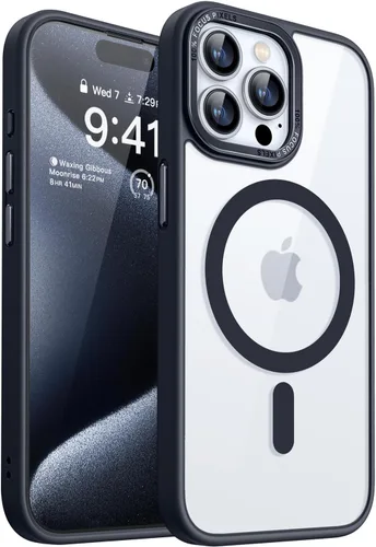 Miniatura 8 de CANSHN Funda magnética para iPhone 15 [compatible con MagSafe y probada contra caídas de grado MIL], funda delgada translúcida mate, antiarañazos, a