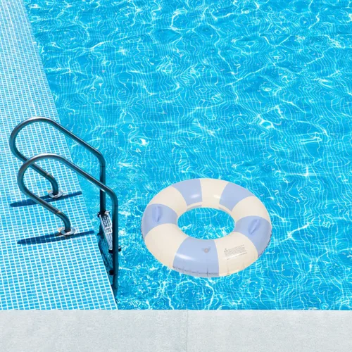 Miniatura 8 de Garneck Anillo de natación inflable de 32.3 pulgadas, diseño retro a rayas, flotante, flotadores de piscina con asas, anillos de PVC para adultos