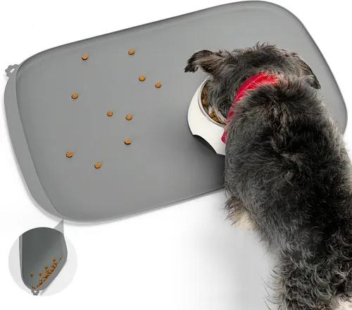 Miniatura 11 de Conlun Tapete de comida para perros, bordes elevados de 1/2 pulgada, tapete de alimentación para gatos para contención de derrames, tapete