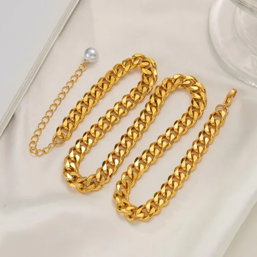 Miniatura 2 de Yarpiany Collar de cadena de eslabones cubanos para mujer, collares de cadena para mujer, collares de oro de moda, collar de oro para mujer