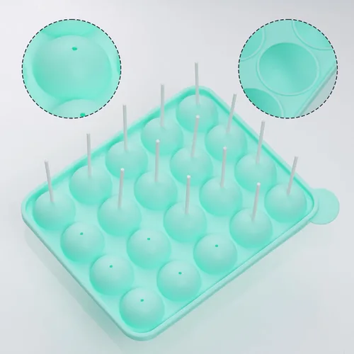 Miniatura 4 de Rbenxia Molde de silicona para tartas de 20 cavidades, medio círculo, piruleta, fiesta, magdalena, molde para hornear, bandeja de molde para tartas