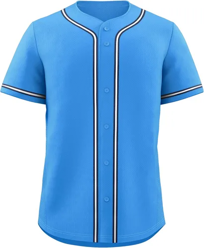 Miniatura 13 de KXK Camiseta de béisbol en blanco para hombre, camisas casuales con botones, manga corta, uniforme deportivo de equipo activo