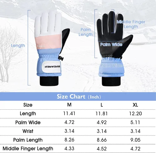 Miniatura 7 de Century Star Guantes de esquí para hombres y mujeres, guantes de nieve para pantalla táctil, impermeables, cálidos, guantes de snowboard para moto