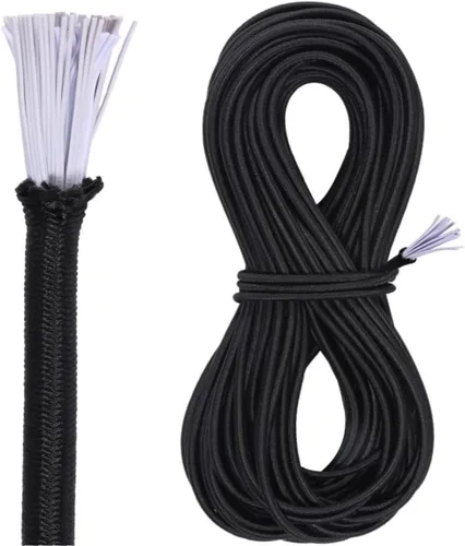 Lanlord Cordón de choque negro de 3/16 pulgadas, cable Bungie, cordón elástico, 36 pies (36.1 ft), negro 3/16 pulgadas 36 pies.