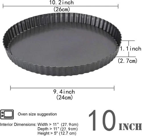 Miniatura 2 de Gutsdoor Sartén para tartas de 10 pulgadas con parte inferior extraíble antiadherente para quiche moldes redondos para hornear