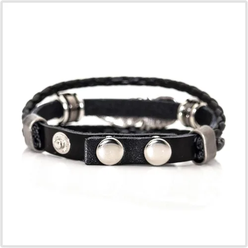 Miniatura 2 de Punk aleación hebilla pulsera pluma cuero pulsera