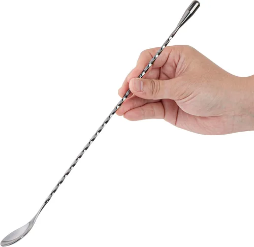 Miniatura 11 de Restaurantware Bar Lux - Cuchara de barra de 12 pulgadas, 1 cuchara agitadora de cóctel con mango de sacacorchos, cuchara mezcladora larga de acero