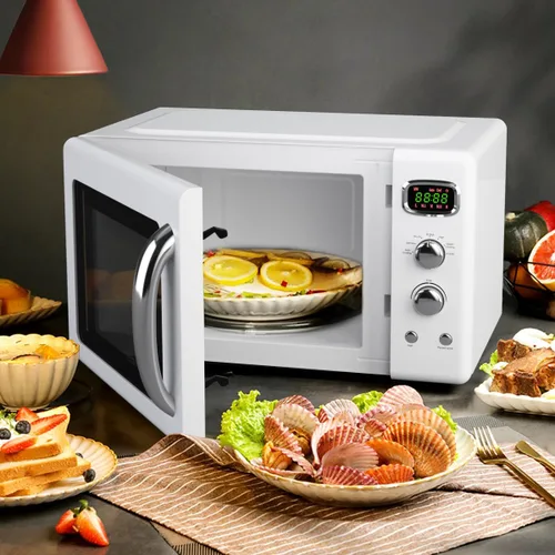 Miniatura 9 de ARLIME Horno microondas retro, 900W/0.9 pies cúbicos, pequeño horno microondas de sobremesa con función de descongelamiento y cocción automática