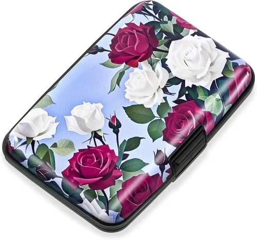 Miniatura 17 de Mayski Soporte para tarjetas de crédito, bloqueo RFID, funda rígida de aleación de aluminio, pequeña cartera de metal para mujeres y hombres