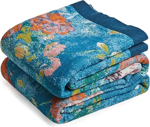 Miniatura 17 de Manta Decorativa Bohemia - Mantas Decorativas de Algodón 100% Suave y Transpirable, 50"x60" Colcha de Algodón Muselina Ligera de 4 Capas, Estampado