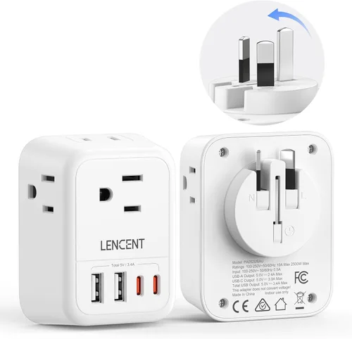 Miniatura 13 de LENCENT Paquete de 2 Adaptadores de Enchufe de Viaje Europeos, Adaptador de Enchufe Plegable de Estados Unidos a Europa con 4 Tomas, Adaptador