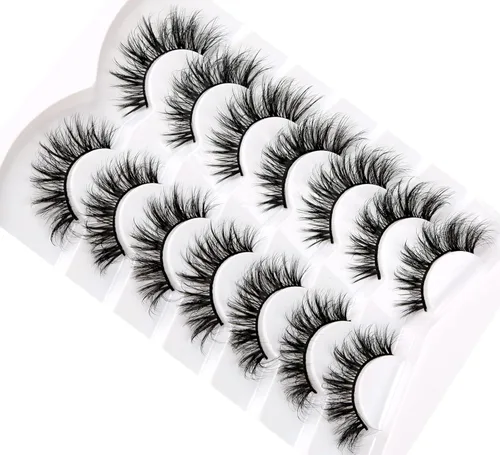 Miniatura 6 de Pooplunch - Pestañas postizas finas de visón sintético, estilo ojo de gato, naturales, cruzadas, tipo racimo, efecto 8D de volumen, tiras