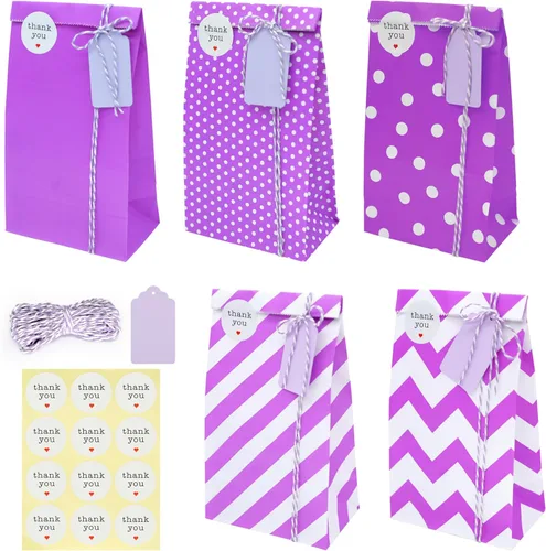 Miniatura 10 de SMINTINE Paquete de 30 bolsas de papel amarillo con calcomanías de agradecimiento, etiquetas de papel, cuerda de algodón para panaderos, bolsas