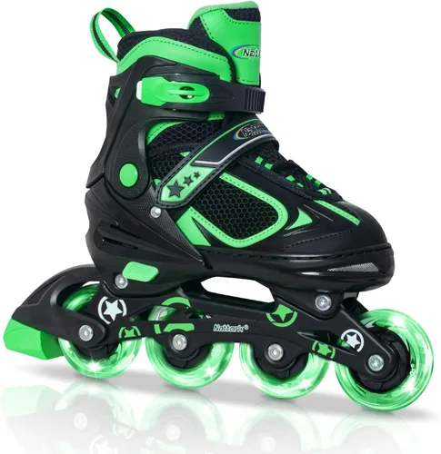 Miniatura 15 de Nattork Blade - Patines para niños con rueda iluminada, para exteriores e interiores, patines negros en línea iluminados para niños pequeños de 5 a