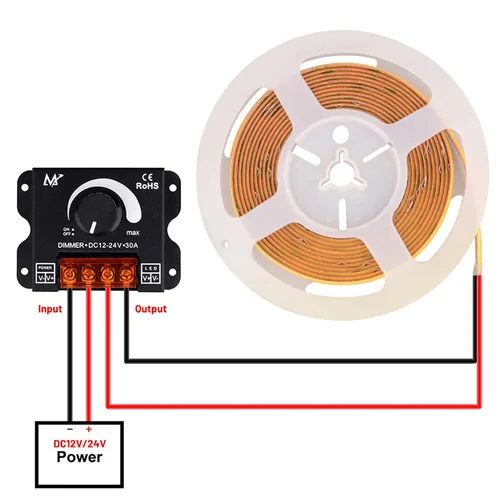 Miniatura 4 de Tira de luz LED DC12V-24V 30A PWM regulador de atenuación para perilla de atenuación ajustar brillo interruptor de encendido/apagado, tira LED de un
