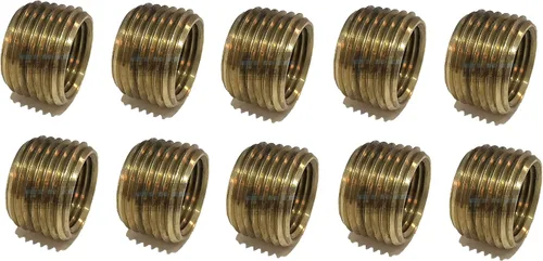 Miniatura 4 de Buje de cara reductora de latón 1/2 "macho NPT X 3/8" hembra NPT combustible/aire/agua/aceite/gas WOG (cantidad 01)