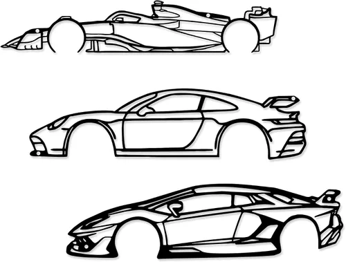 Miniatura 10 de Xedatric F1 Coche de Carreras de Metal Arte de Pared Fórmula 1 Silueta Colgante de Pared Decoración de Coche de Carreras para Garaje, Habitación