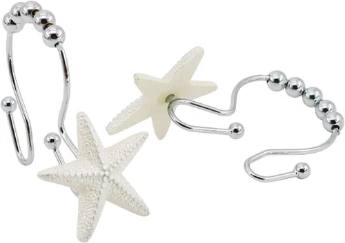 Miniatura 4 de BEAVO Seashell - Ganchos para cortina de ducha, 12 anillos decorativos de acero inoxidable para cortina de ducha de doble rodillo que se deslizan